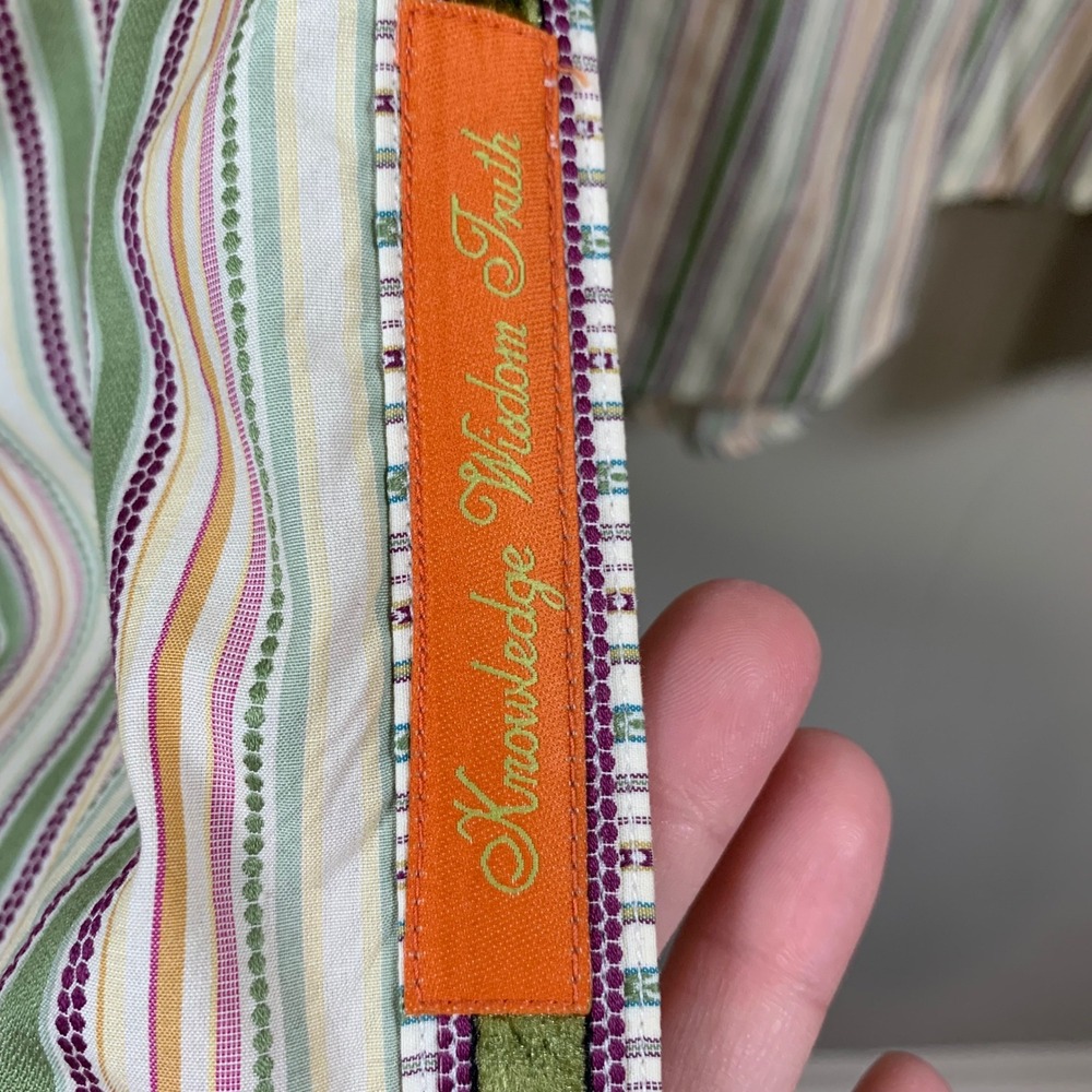 Robert Graham Green/Purple Stripe Long Sleeve Flip Cuff Button Down 2XL - Picture 15 of 16